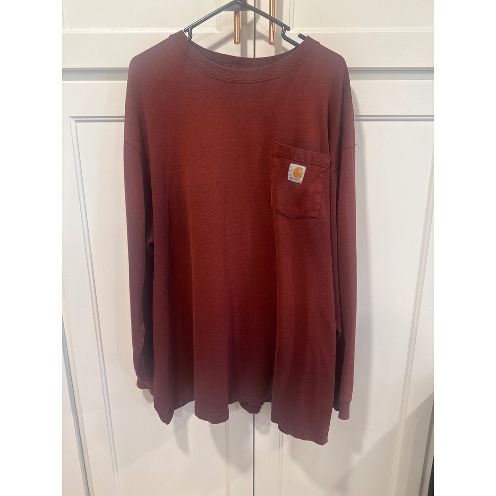Carhartt Long Sleeve Pocket T Shirt Red Men's 3XL Original Fit Workwear